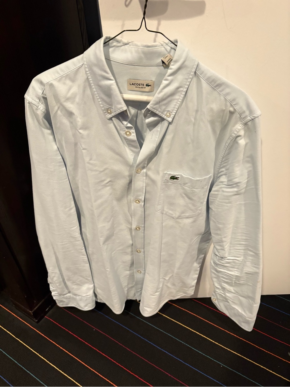 Lacoste Men's Pale Blue Button-Down Oxford Shirt